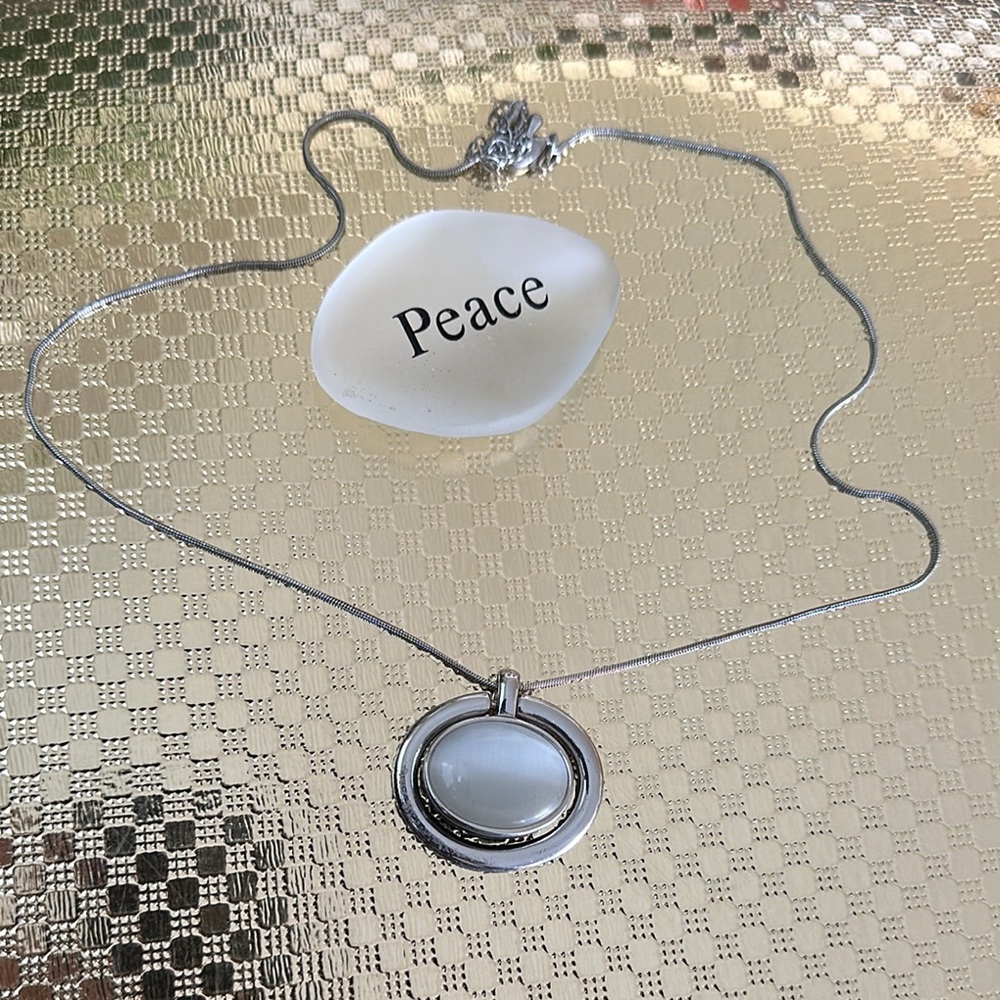 Adjustment Minimalist Silver Necklace with White Pendant
